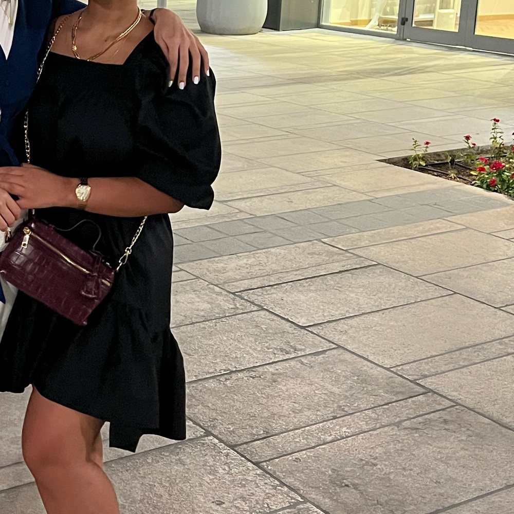 Elegant Black Puff Sleeve Dress